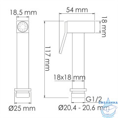 Гигиеническая лейка Wasserkraft A214 (черный глянец)