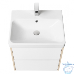Тумба Акватон Сканди 55 белый/дуб верона, с раковиной Адриана 55