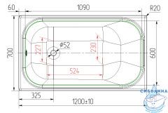 Чугунная ванна Универсал Каприз 120х70 с ножками
