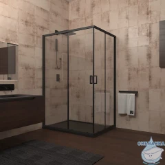 Душевое ограждение Veconi Rovigo 100x90 профиль черный, стекло прозрачное RV14-10090-01-C5 (без поддона)