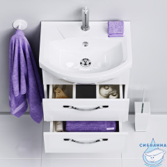 Тумба Aqwella Classic Аллегро 50 с раковиной Элеганс 50 белый глянец с двумя ящиками