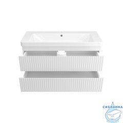 Тумба подвесная Brevita Victory 105 белый матовый с раковиной Dreja Luxury 105