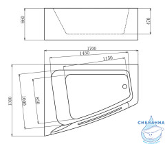 Акриовая ванна Gemy G9056 K L 170х130 с гидромассажем
