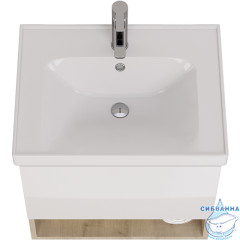 Тумба Dreja Perfecto 60 дуб эврика/белый глянец с раковиной Грэйс 60