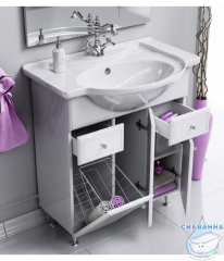 Тумба напольная Aqwella Барселона 75 белый глянец с раковиной Стиль 76