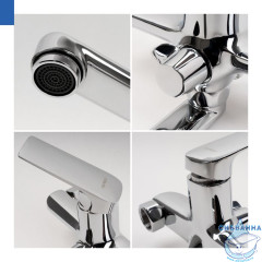 Смеситель для ванны с длинным изливом, хром глянцевый, Макс (Maks), Milardo, MAKSB00M10