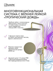 Душевая система Lemark Белуга 300 1 режим LMF-8045B-BRLG (брашированное золото)