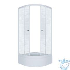 Душевое ограждение Тритон Стандард В 90x90 профиль белый, стекло полосы Щ0000061811 (с поддоном)