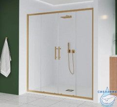 Дверь в нишу Veconi Эво 150 профиль брашированное золото, стекло прозрачное E4-G-150-01-C9