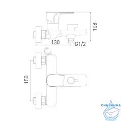 Смеситель для ванны Gross Aqua Evo Matt Black 2155297MB с душевым гарнитуром (черный матовый)