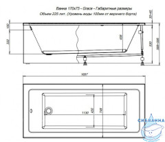 Акриловая ванна Aquanet Grace 170х75 с каркасом