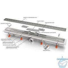 Дренажный трап для душа Veconi Line V550LB с решеткой