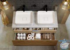 Тумба Aqwella Mobi 120 см корпус бетон светлый, фасад дуб балтийский, без раковины