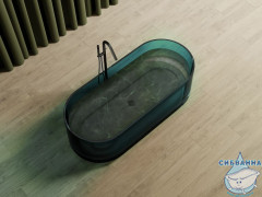 Ванна из полиэфирной смолы ABBER Kristall 170х75 AT9708Aquamarin бирюзовая