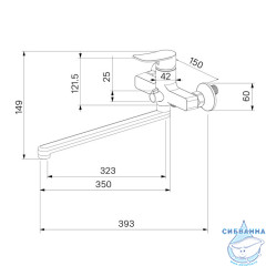 Смеситель для ванны с длинными изливом, глянцевый хром, Demi, Milardo, DEMSB00M10