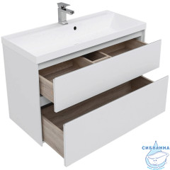 Тумба Aquanet Гласс 100 с раковиной Орлеан 100 белый глянец