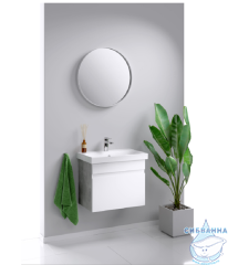 Тумба Aqwella Smart 60 с раковиной Moduo Slim 60 белый/бетон светлый