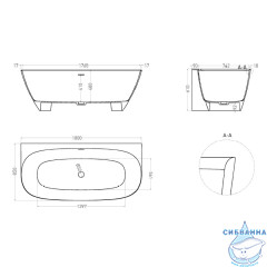 Ванна из искусственного камня Salini Sofia Wall 180x85 (материал sapirit, белый глянцевый)