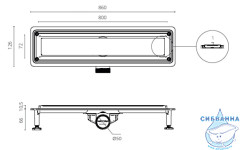 Дренажный трап для душа Ctesi Flow Line 80 см с решеткой BK4024550