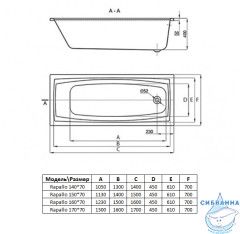 Акриловая ванна Toni Arti Rapallo PL (усиленная) 150x70 с каркасом
