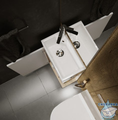 Тумба подвесная 1Marka Laura 40П с раковиной Laura 40 дуб сонома L