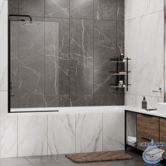 Шторка для ванны Wasserkraft Berkel 48P01-80BLACK Fixed 80x140 профиль черный, стекло прозрачное