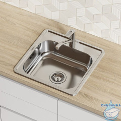 Мойка с сифоном арт. S11UPS0i84, нерж. сталь, полир., 485*485, Strit S, IDDIS, STR48P0i77S