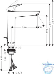 Смеситель для раковины Hansgrohe Logis 71090000 (с донным клапаном)