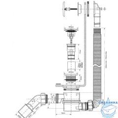 Слив-перелив для ванн McALPINE 70 см MRB11 (хром)