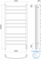 Полотенцесушитель электрический Terminus Классик П10 50х105 (с возможностью скрытого подключения, подключение слева)