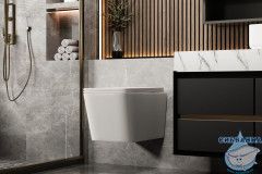 Унитаз подвесной безободковый Abber Rechteck AC1201MW с сиденьем Soft Close (микролифт) (белый матовый)