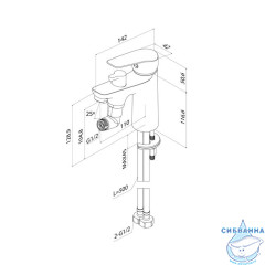 Смеситель на борт ванны на 1 отверстие с керамическим дивертором Torr, IDDIS, TORSB10i07