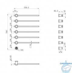 Полотенцесушитель электрический  Wonzon&Woghand Baden 56х79 WW-AL366-BR (с возможностью скрытого подключения, подключение универсальное) (никель)