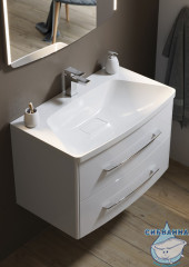 Тумба подвесная Aqwella Neringa 80 с раковиной Neringa 80 белый глянец