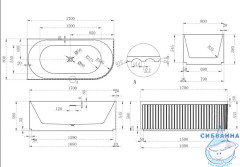 Акриловая ванна Abber 170х80 AB9412-1.7 L