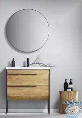 Тумба Aqwella Fargo 80 с раковиной Фостер 80 дуб балтийский