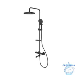 Смеситель термостатический для ванны со стойкой и тропической лейкой, черный матовый, Ideal Spa, Milardo, ILSBLTHM06