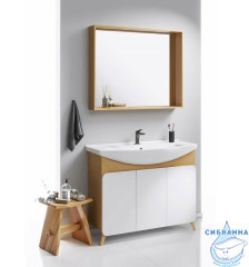 Тумба Aqwella Basic 105 дуб золотой с раковиной Элеганс 105