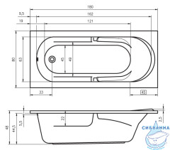 Акриловая ванна Riho Future 180x80 с каркасом