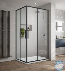 Душевое ограждение Vincea Slim-U 90x90 профиль черный, стекло прозрачное VSS-2SU900CLB