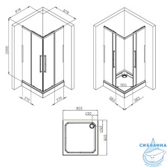 Душевое ограждение AM.PM Func 90x90 W84G-403-9090-MT профиль хром, стекло прозрачное (без поддона)