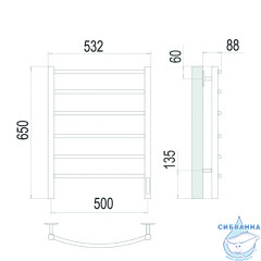 Полотенцесушитель электрический Terminus Классик П6 50х65 (сатин)