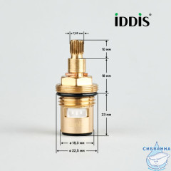 Кран-букса керамическая, 180°, 20 зубцов, G 1/2", M24, h=51 мм, IDDIS, 998CR511SM