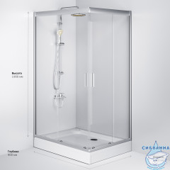 Душевое ограждение AM.PM Gem W90G-404-120290-MT 120x90 профиль хром, стекло прозрачный (без поддона)