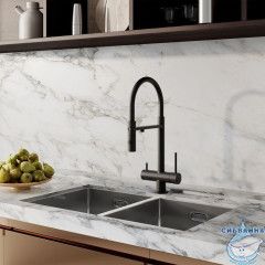 Смеситель для кухни с фильтром и гибким изливом, черный матовый, Ace, IDDIS, ACEBLFFi05