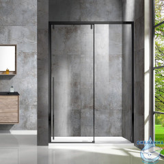 Дверь в нишу Vincea Lugano 130 профиль черный, стекло прозрачное VDS-1L130CLB-1