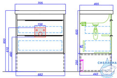 Тумба Aqwella Fargo 70 с раковиной Фостер 70 дуб балтийский