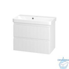 Тумба подвесная Brevita Victory 70 белый матовый с раковиной Dreja Luxury 70