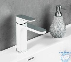 Смеситель для раковины Gappo G1083-8 (без донного клапана) (хром/белый)