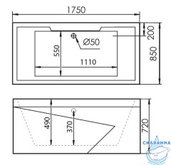 Акриовая ванна Gemy G9065 K L 175х85 с гидромассажем